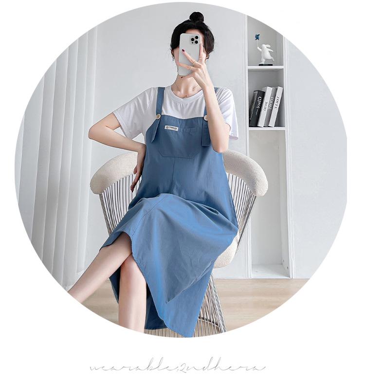2023 Fashionable Loose Cotton Maternity Spliced Overalls Dress