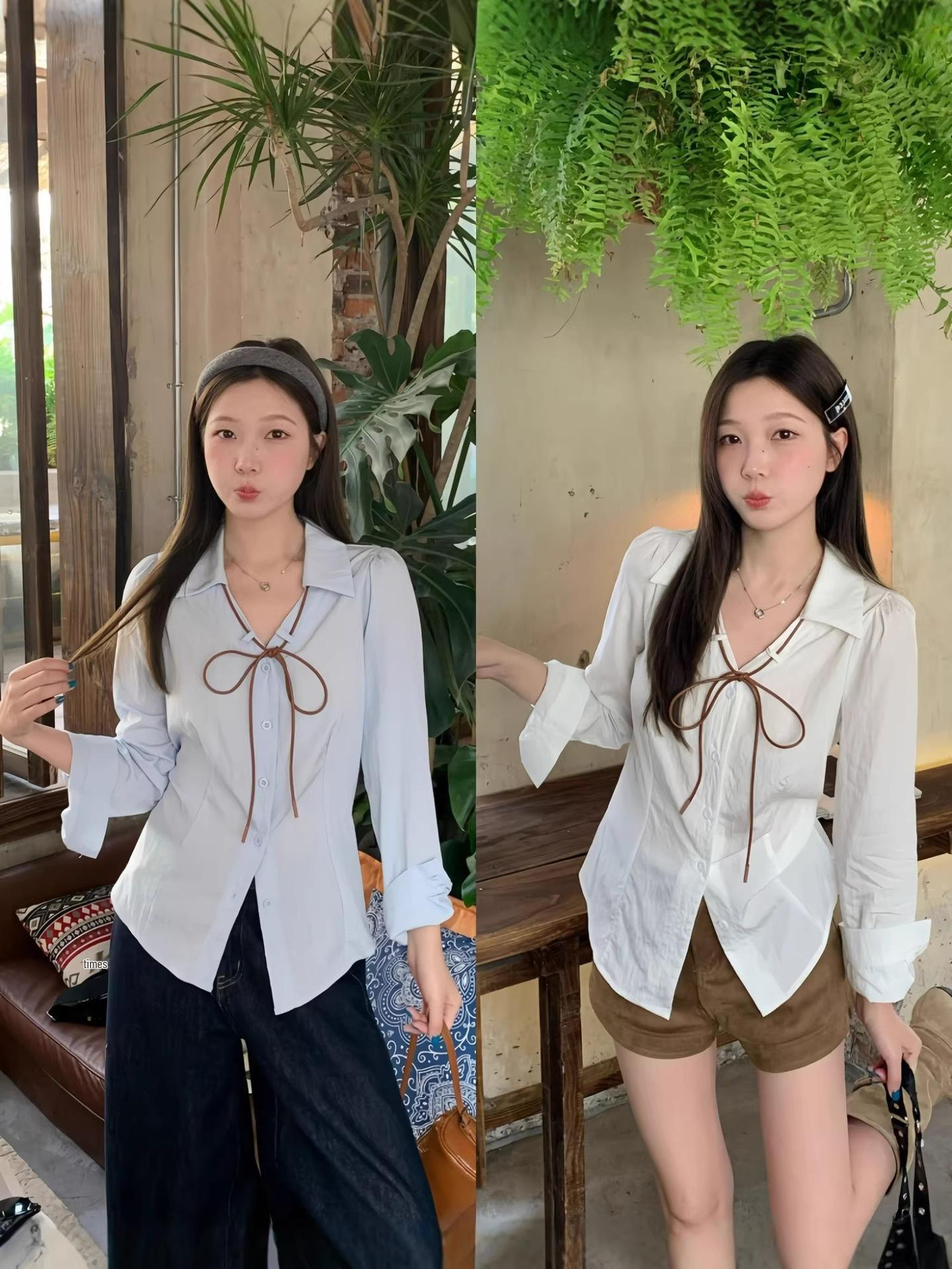 2026 Spring Plus Size Women s Lace-up Long Sleeve Leather Shirt - French Design, Slim Fit XXXXL