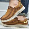 Luxury Brand Men Casual Leather Flat Designer Shoes Genuine Leather Hiking Sneakers Breathable Handmade Flats Walking Shoes Non-