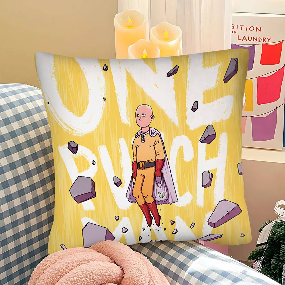 Anime One-Punch Man Pillow Case Square Pillow Bedroom Sofa Leisure Comfort Cushion Car Living Room Home Decoration 16x16Inch