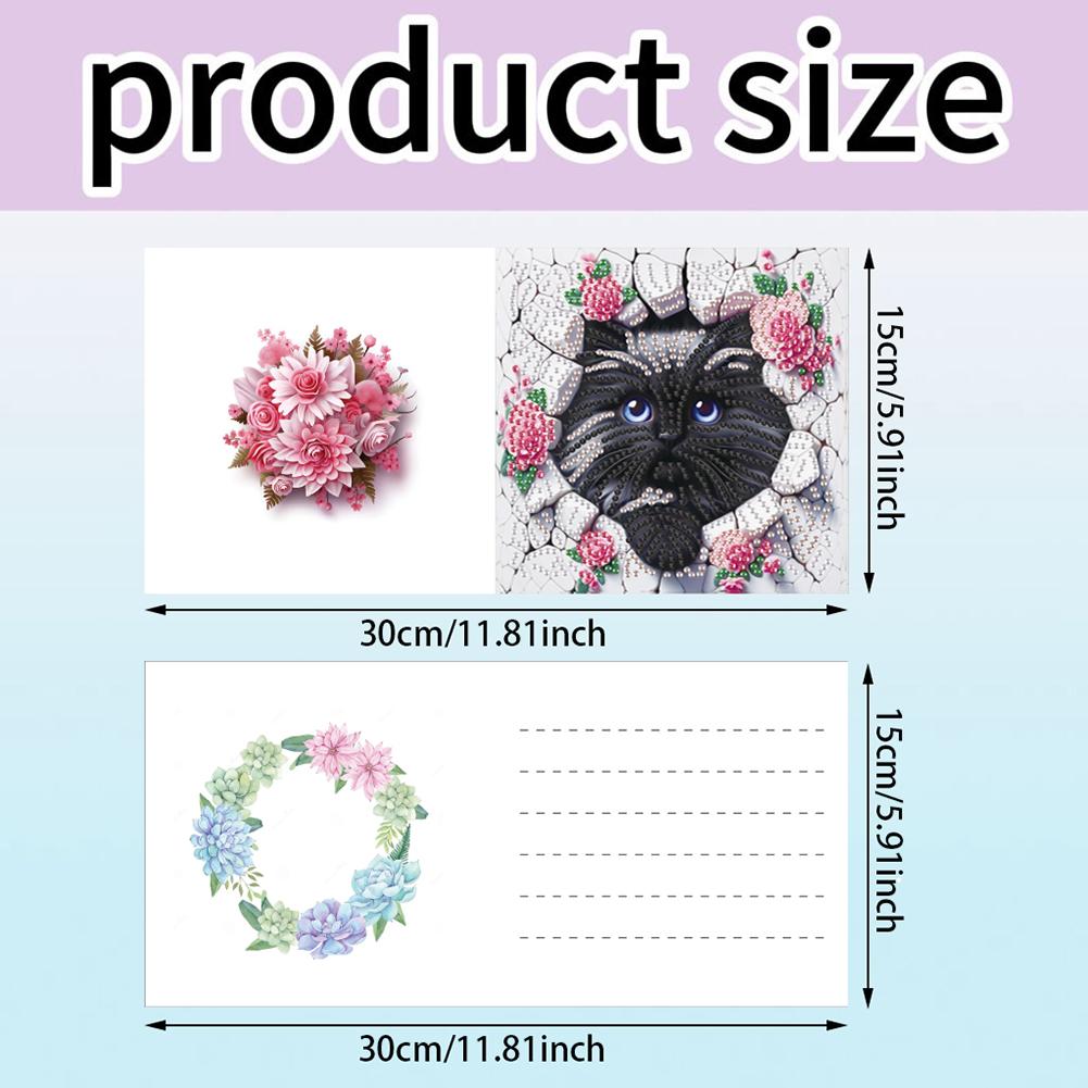 6Pcs Flower Butterfly Rhinestone Painting Card Kit Diamond Drawing Card Diamond Painting Greeting Card for Holiday Party Favors