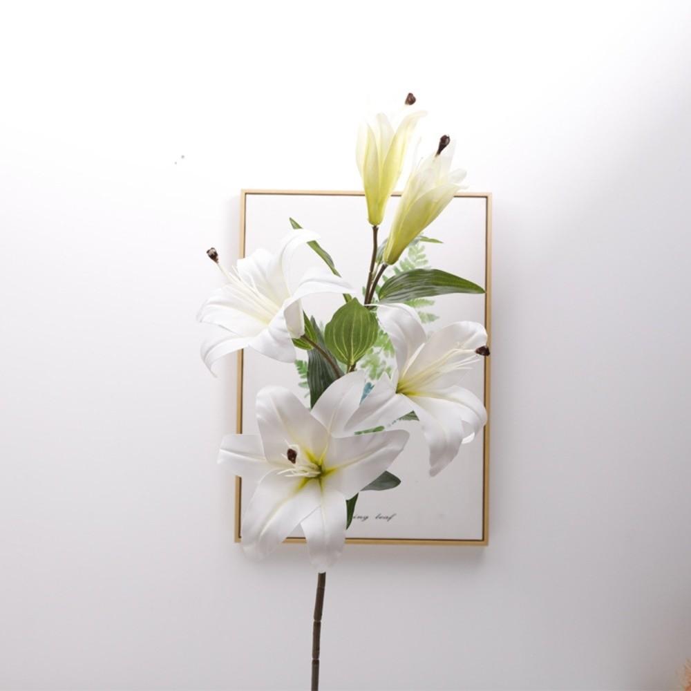 Echte Berührung Simulation Lilium Brownii Blume 5 Köpfe Künstliche Blumen Outdoor Gartendekoration