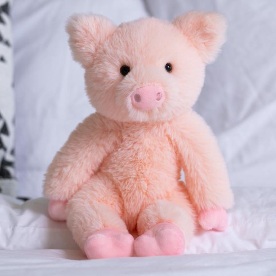 Soft Pink Fur Pig Stuffed Animal Plush Toy with 100 Recycled Stuffing Cute and Cuddly Farm Oinks Designed in USA