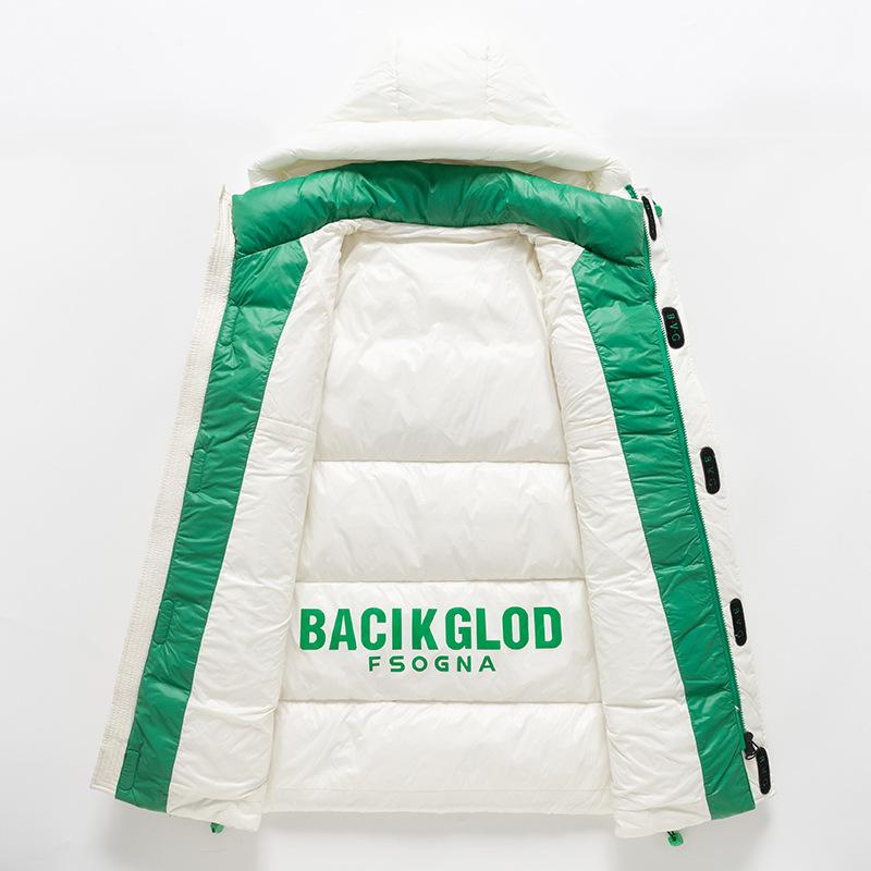 Winter New Men's Down Jacket Thickened Mid-length Hooded Black Gold Down Jacket Youth Outdoor Down Jacket