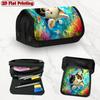 1pc Large Capacity Double Layer Flip Pencil Case Suitable For, Office & Travel - Cute Cat Watching Fish Design with Zipper Closure, Large Flip-Top Lid
