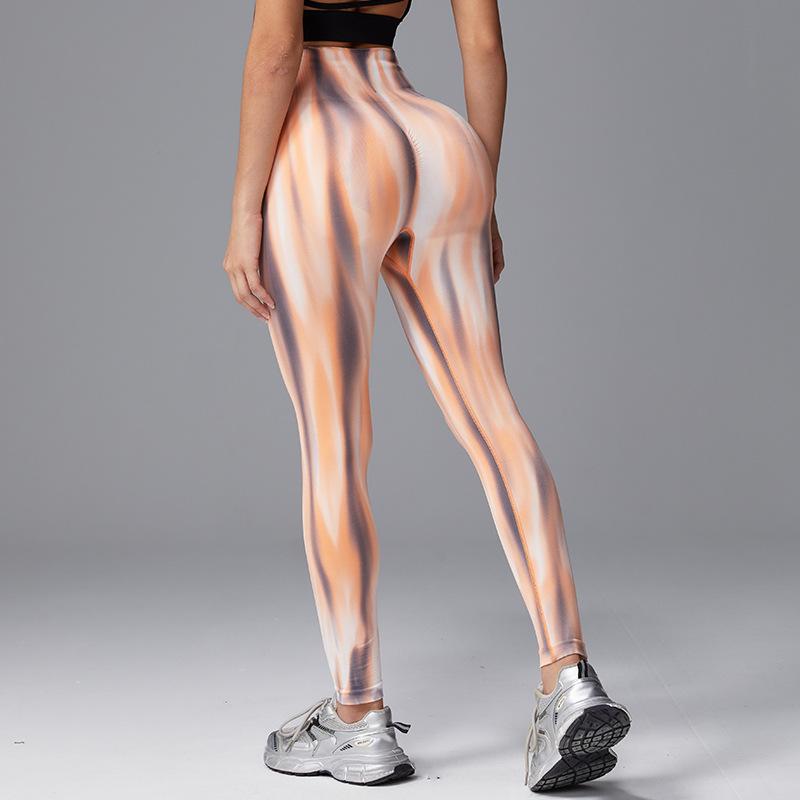 Neue Aurora verschmierte Sport-Yogahose nahtlose High-Waist Fitnesshose Yoga-Hose Slim-Fit explosive Pfirsich-Gesäß