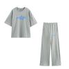 Spring 2025 Women's European & American Style Printed Washed T-shirt and Long Pants Set