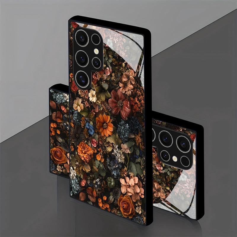 Retro Floral Pattern 2D Phone Case for Samsung S26 S25 S24 S23 S22 S21 S20 A55 A54 A53 Tempered Glass Protective Cover