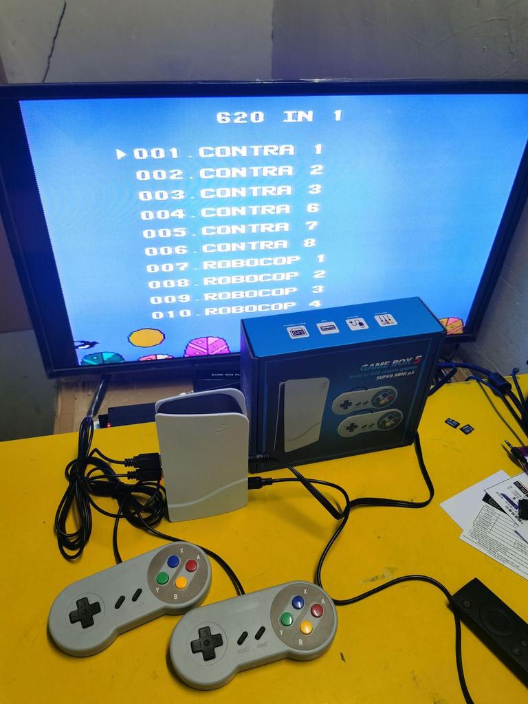 Nostalgic Red & White NES TV Game Console with Mini PS5 Controller and AV Cable