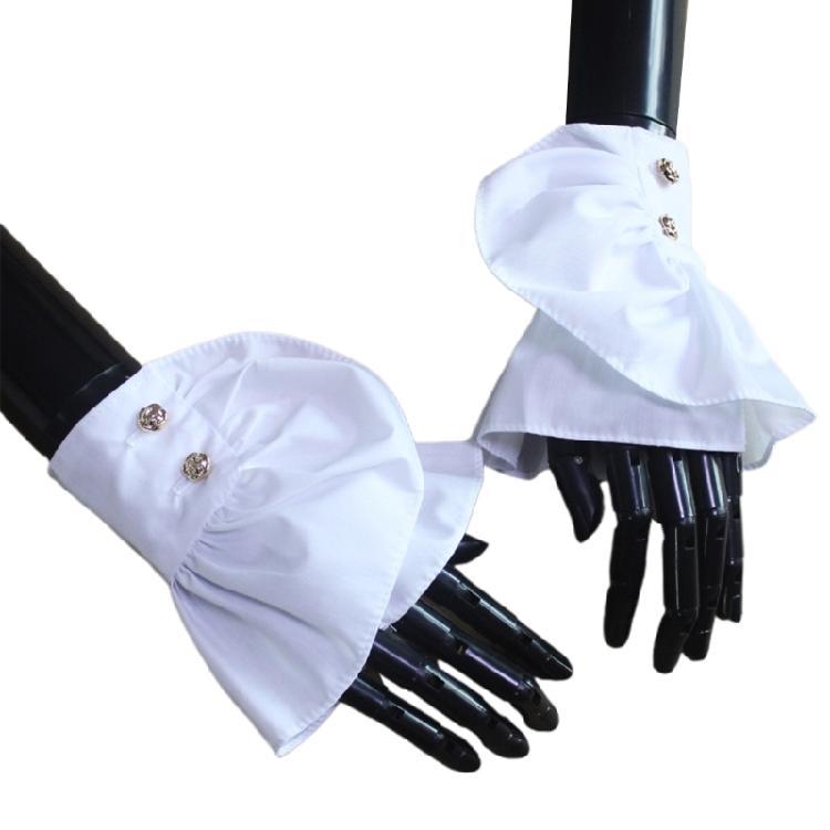 Pleated Ruffle Cuffs White Color Wrist Cuffs Cosplay Wrist Ornaments for Girls 1