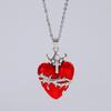Hip-hop Punk Red Skull Cross Thorny Heart-shaped Pendant Sliver Color Chain Necklace for Women Halloween Party Goth Jewelry Gift