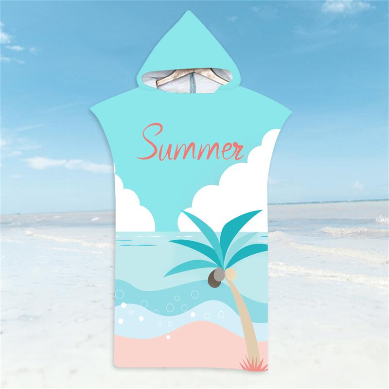 Microfiber Quick-Dry Hooded Beach Poncho Bathrobe for Adults