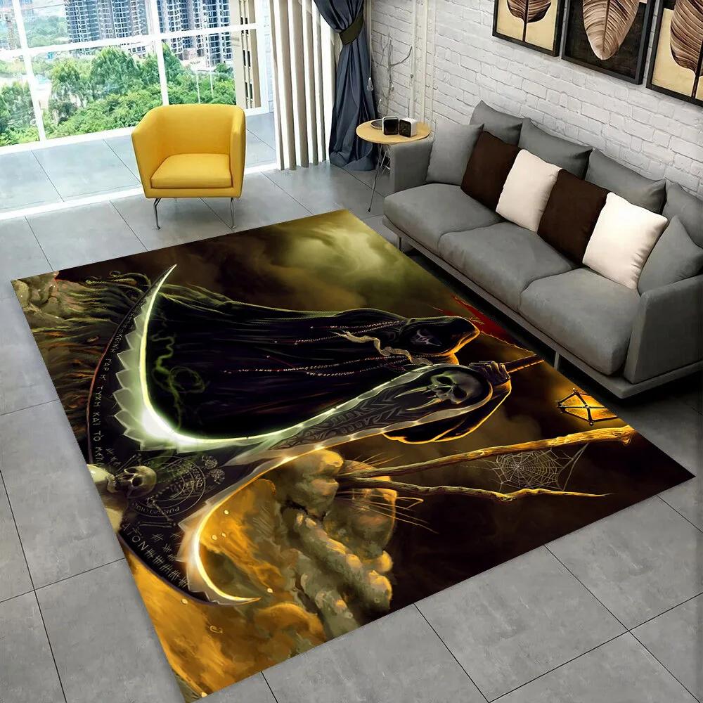 Grim Reaper Death Skull Gothic Non-Slip Area Rug for Living Room Bedroom Home Decor Kids Floor Mat Gift