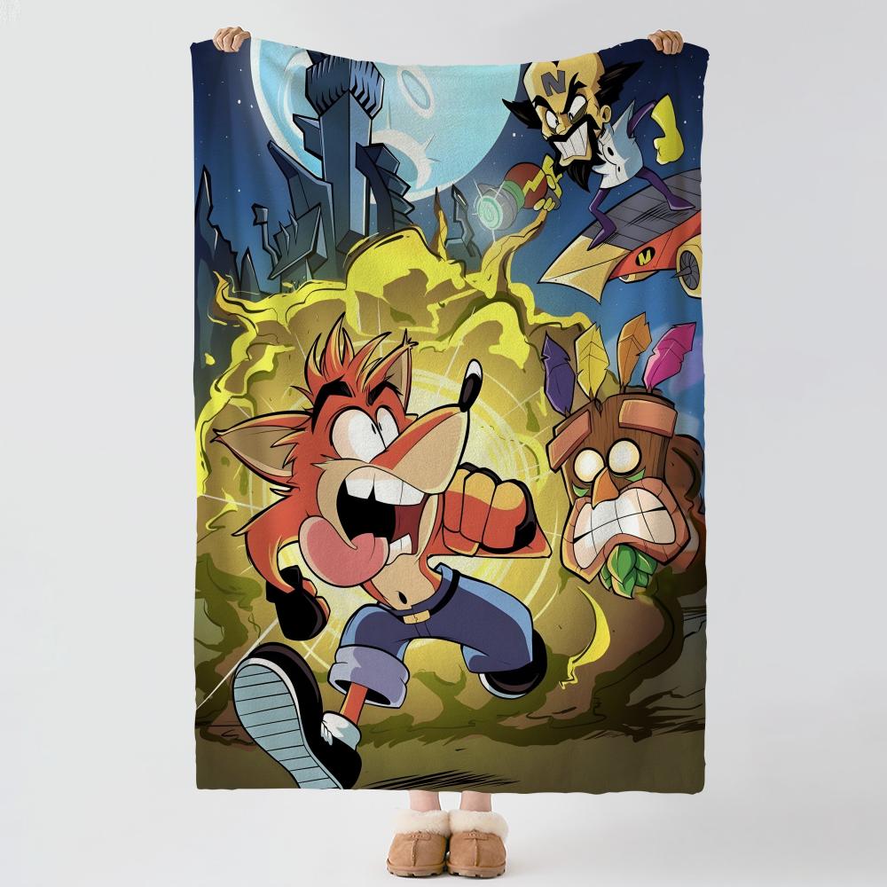 game C-Crash Bandicoot-T Throw Thick Comfort Flannel Quilt, Multi-scene Use Indoor Outdoor Daily Nap
