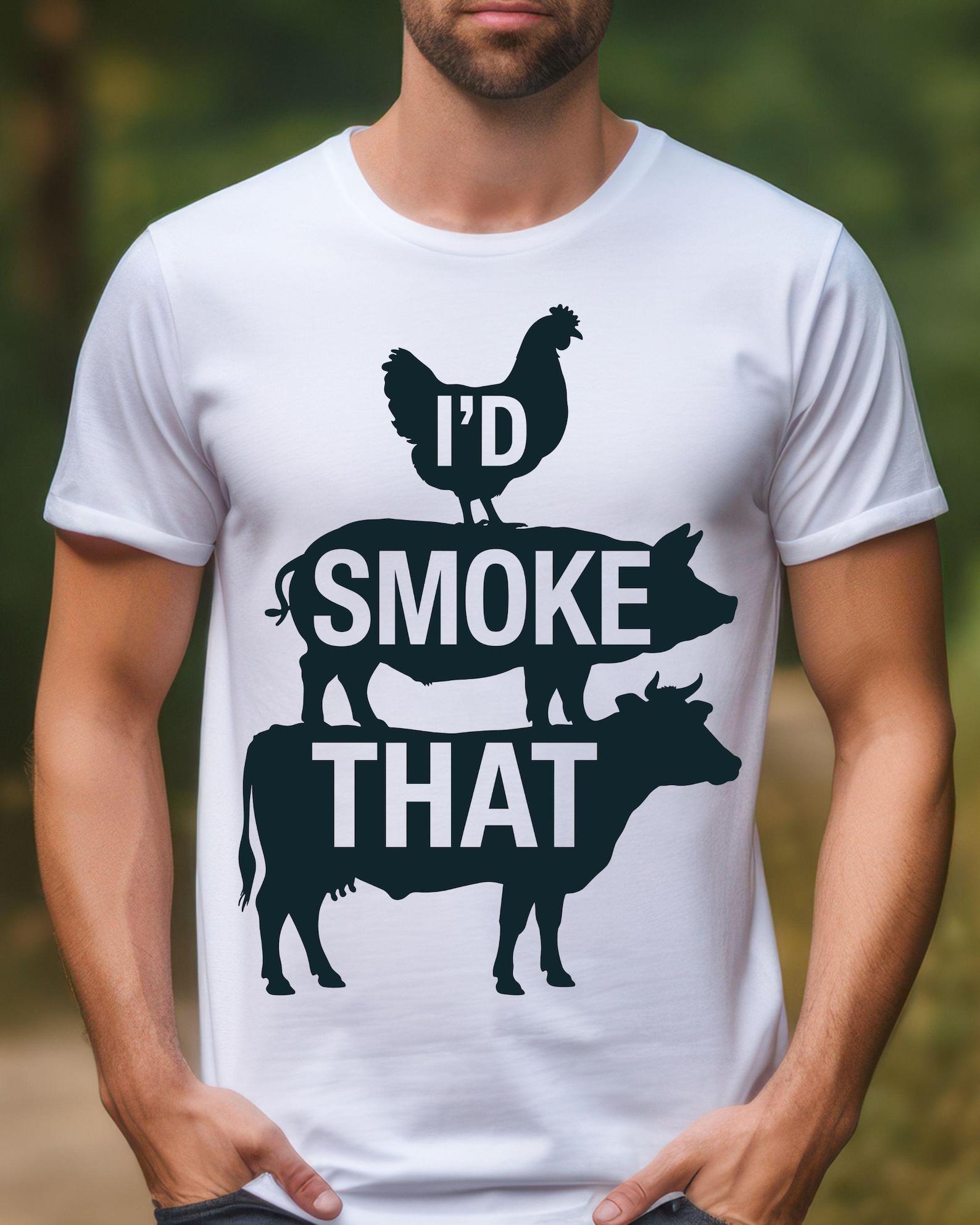 Id Smoke That Tee | BBQ Meat Stack T-Shirt, Pig Cow Chicken Barbecue Shirt S