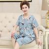Women's Summer Clothing Sets Middle-aged and Elderly Loose Short-sleeved Blouse + Seven-piece Pants Home Two-piece Set