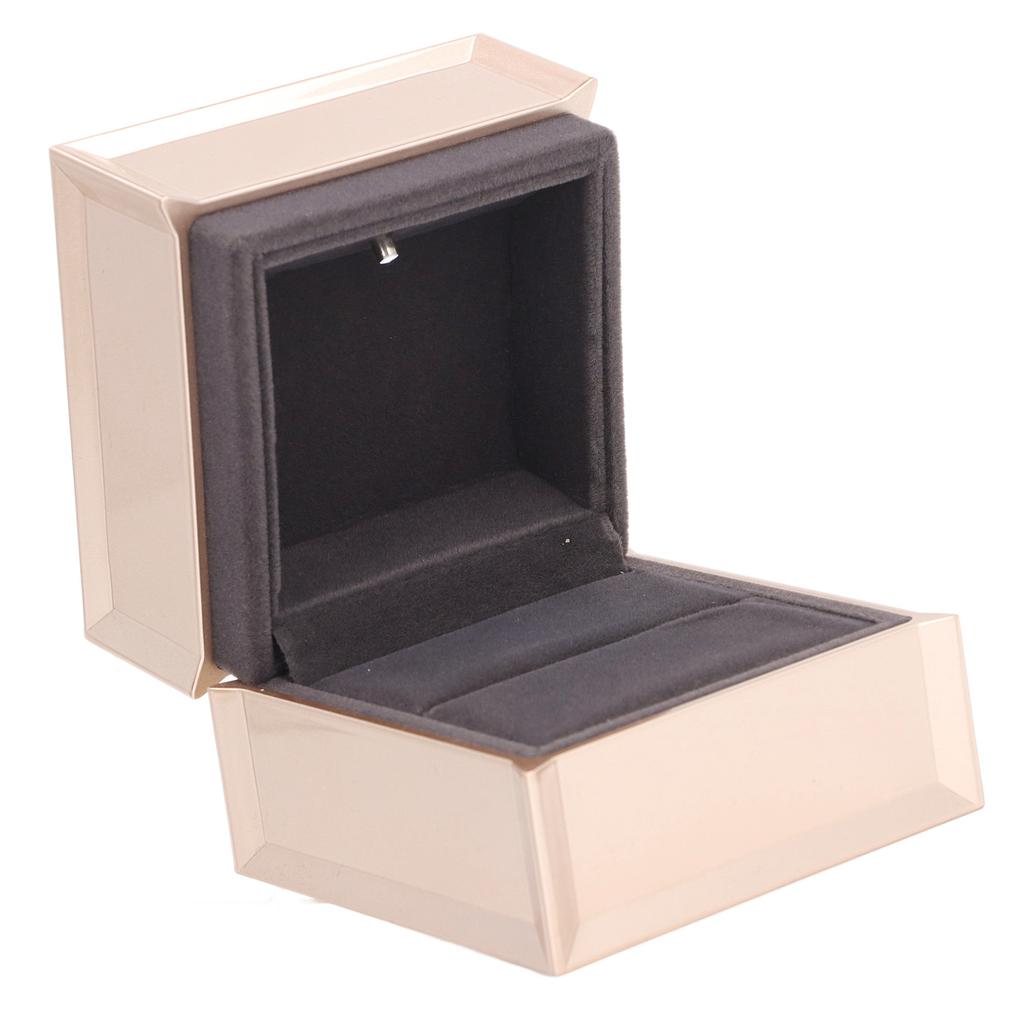 Champagnefärgad LED-ringlåda Sammet Bröllop Lyxig ringfodral Smyckespresentlåda med LED-ljus för