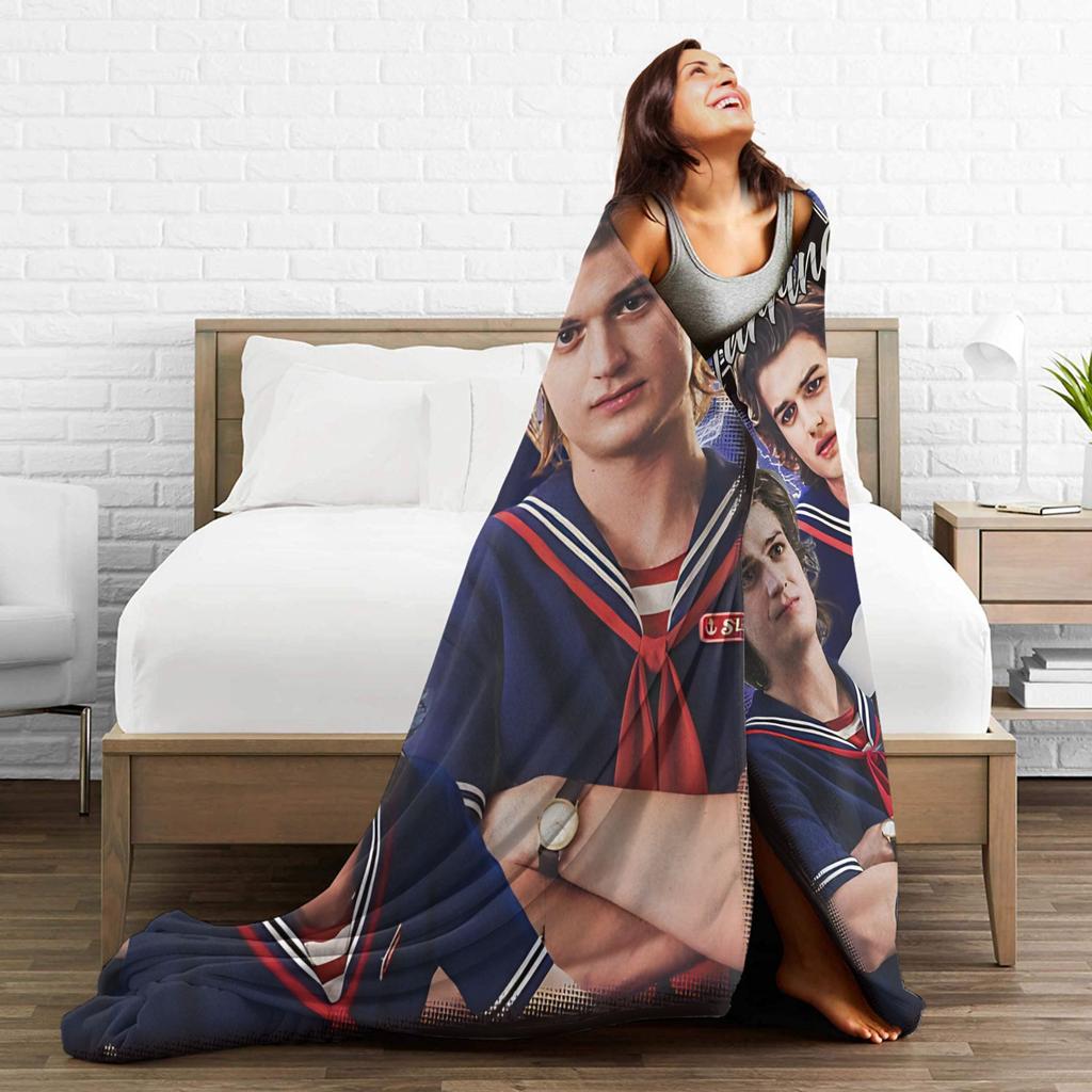 Steve Harrington Tv Series Blankets Warm Soft Funny Plush Throw Blanket For Chair Travel Office Flannel Bedspread Bed Cover