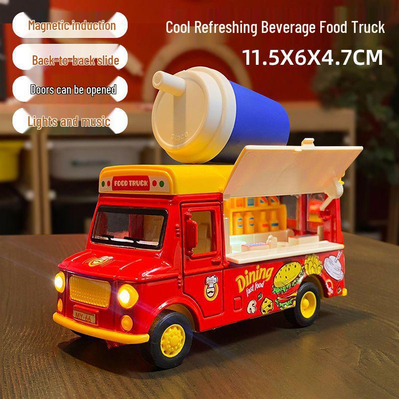 

Children s Play: Ice Cream & Hamburger Toy Food Bus with Music & Pull-Back Car Model