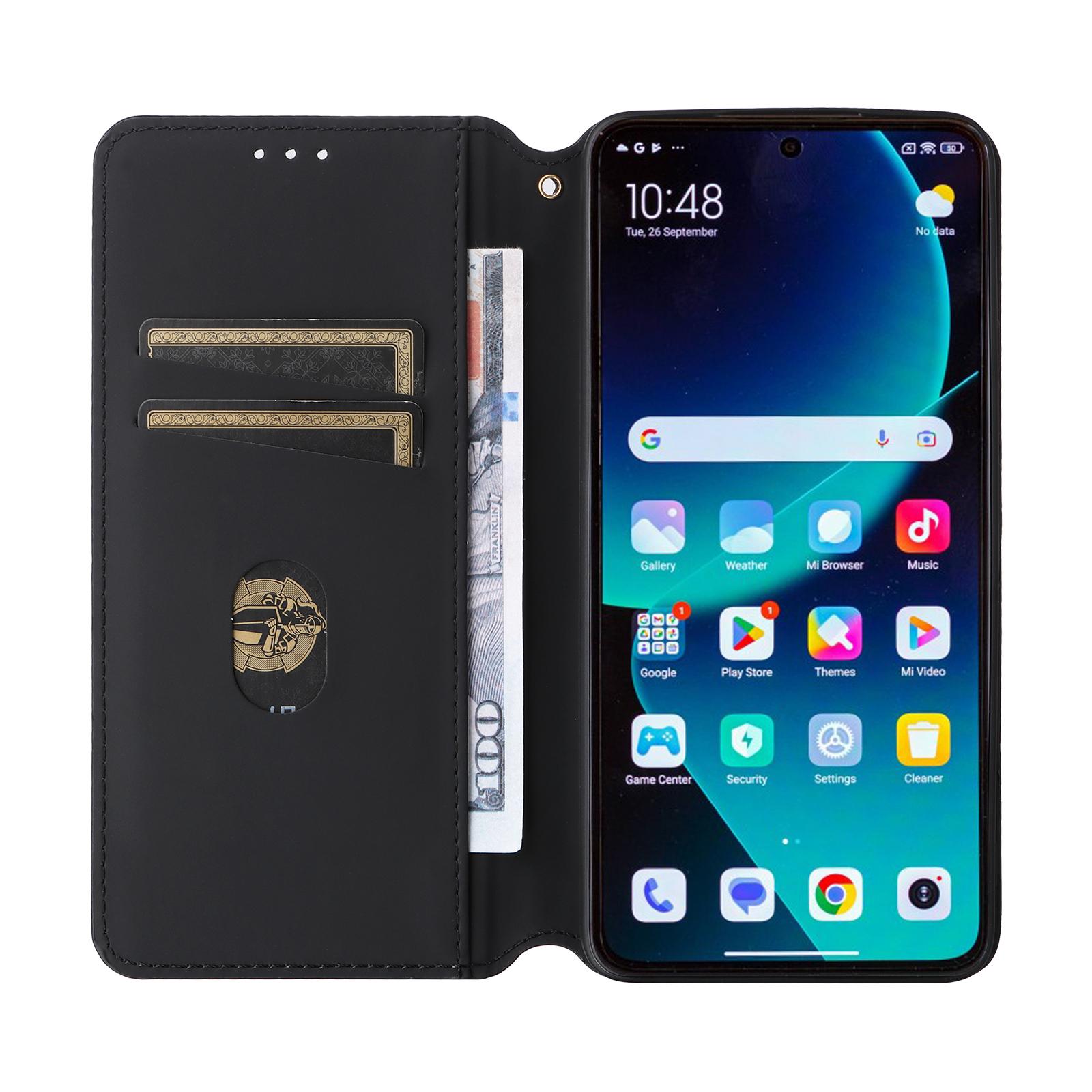 

For Xiaomi 14T Pro Wallet Case Rhombus Imprinted Leather Phone Cover Brown