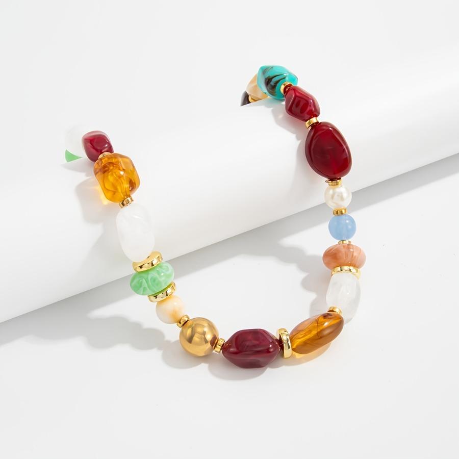 1pc Fashion Vintage Bohemian Exaggerated Resin Beaded Choker Necklace, Vintage Necklace, Suitable for Women