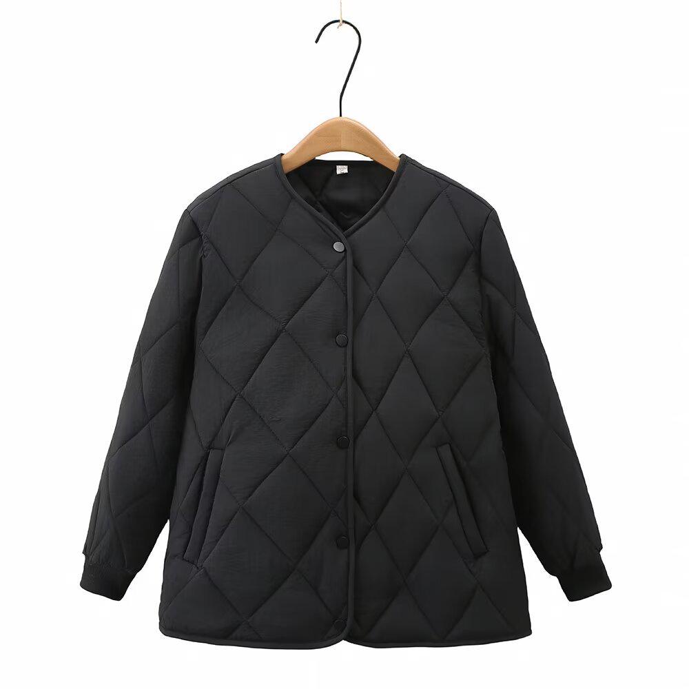 Women s Plus Size Round Neck Lightweight Cotton Jacket - 2025 Autumn/Winter Collection 4XL