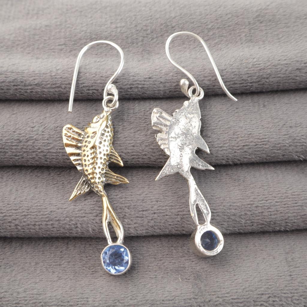 Natural Tanzanite 925 Sterling Silver Ethnic Dangle Hook Trendy Earrings Jewelry EE-148-14