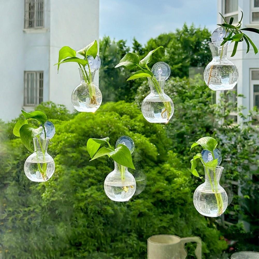 2 Stück Neue halbkreisförmige wandmontierte Vase Transparent Kreativ Pflanze Hydroponisches Aquarium Wandbehang Blumentopf Büro Dekoration