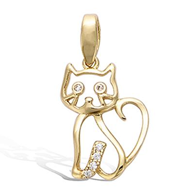[P1159] - Altın Kaplama 'Güzellik Kedi' Kolye Ucu altın beyazı - 15x10 mm