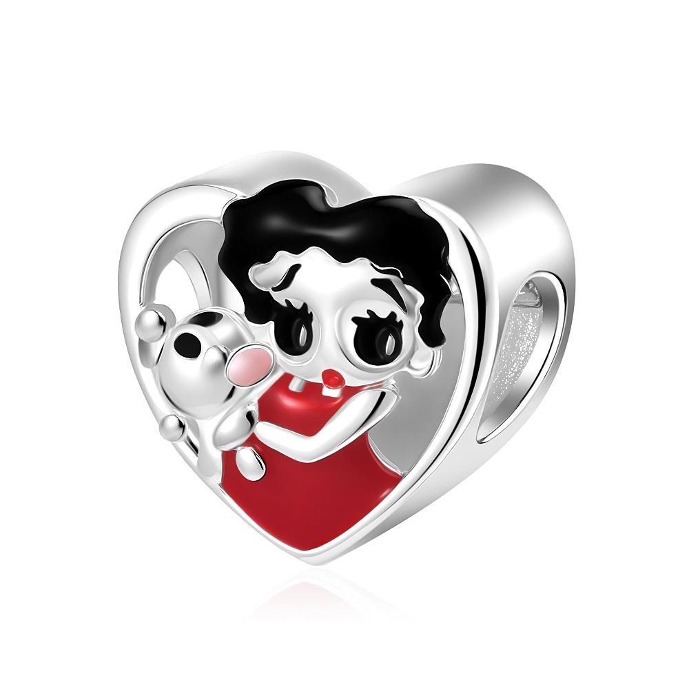 New 925 Silver Flower Basket Dog Pendant Beads for DIY Women Charm Jewelry Fit European Bracelet