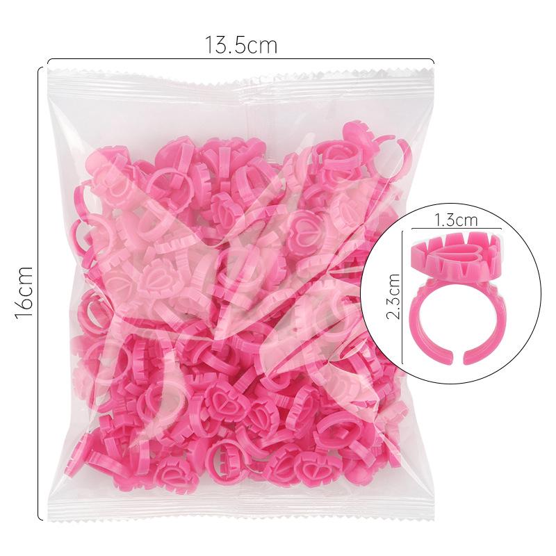 Microblading Eyelash Extension Ring Blooming Epoxy Resin Pigment Cups, Round & Heart-Shaped (100-Pack)