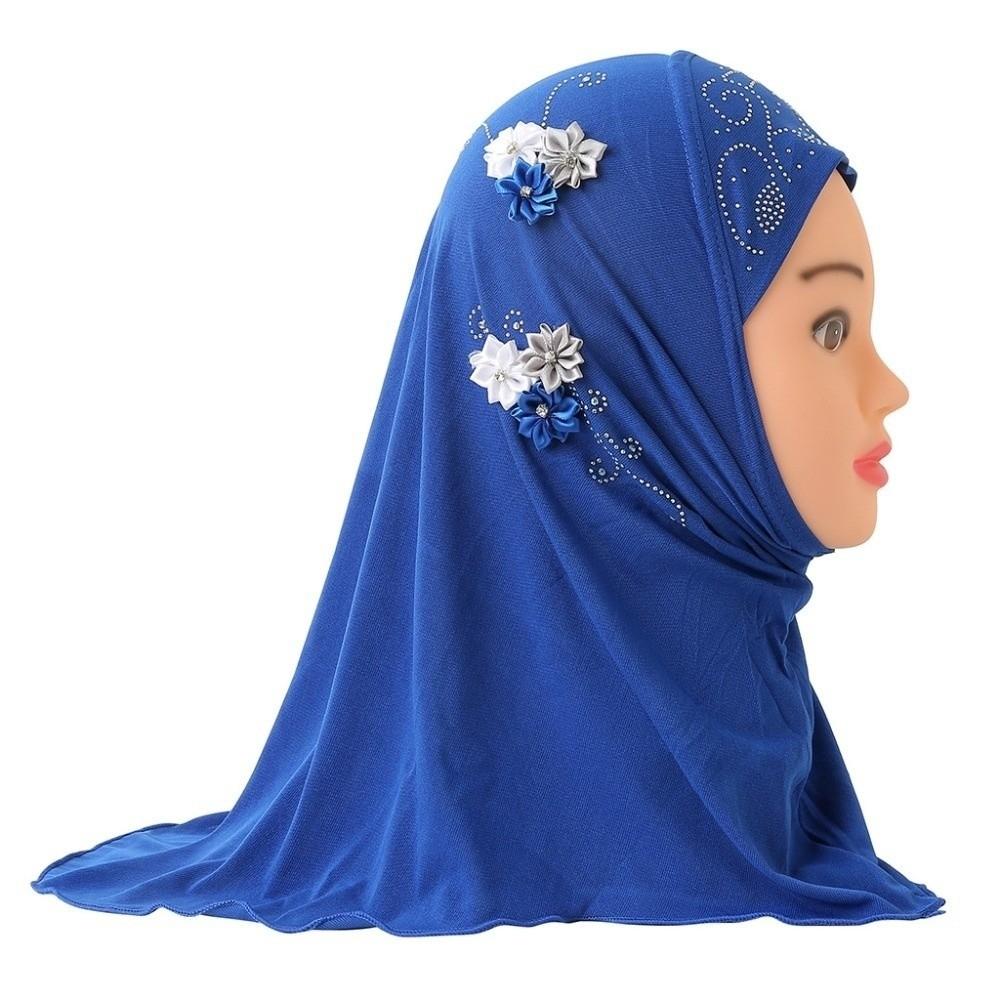 

Flower Design Kids Hijab Jersey Material Islamic Headscarf Beautiful Girls Hijab School Style J