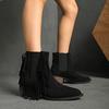 2025 Women Boots Pleated Mid-calf Buckle High Heels Shoes Plus Size Comfortable Anti-slip Outdoor Ankle Boots Zapatos De Mujer