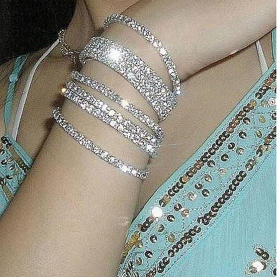 1 Set Damen Schmuckset Luxuriös Elegant Glänzend Voll Strassbesetzt Funkelnd Aufmachung Geschenk Einfache Braut Halskette Armband