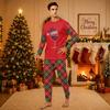 Christmas-print long-sleeve and long-pant matching family loungewear set