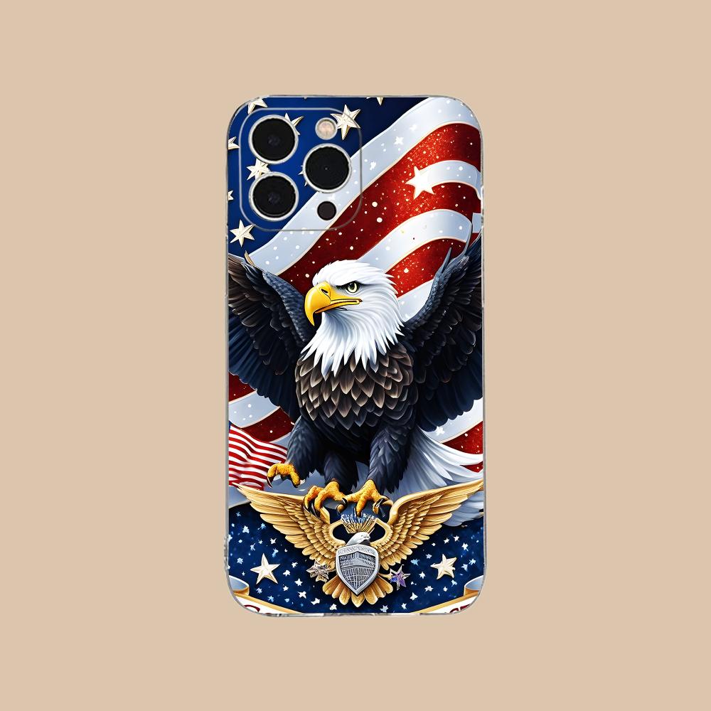 

USA America Flag Clear TPU Mobile Case for iPhone 17 16 15 14 13 12 11 X XR XS Air Pro Max Plus Mini Colorful Cover iPhone XS Max
