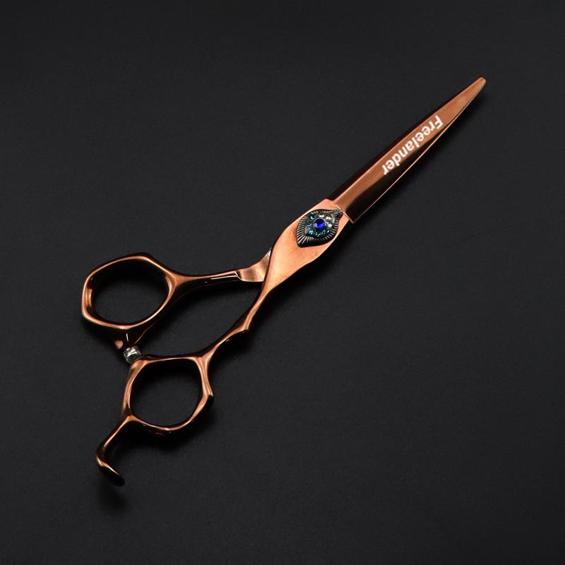 6 Antique Bronze Feather Gem Hairdressing Scissors - Straight & Thinning Shears