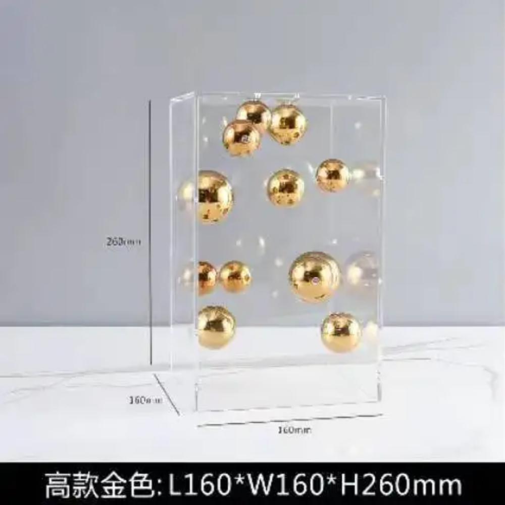 Creative Square Acrylic Cover Sphere Decoration Living Room Porch Cabinet Crafts Ornament Modern Clear Acrylic Square Home Decor