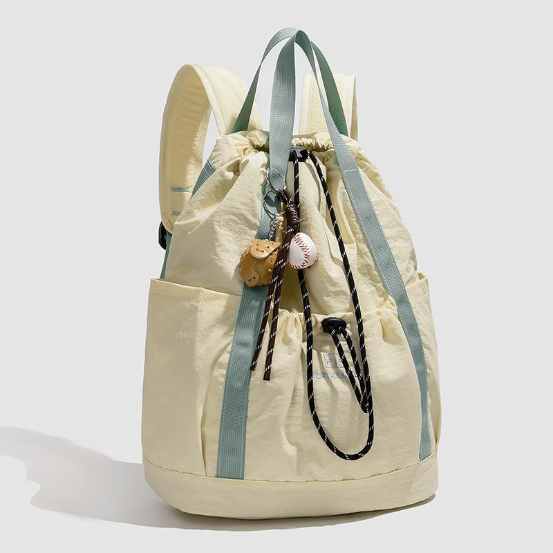Schoolbag New Japanese Outdoor Hiking Korean Edition Fashion Drawstring Backpack Folded Nylon Leisure Backpack