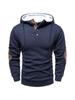 Herfst Nieuw Heren Casual Getextureerd Hoodie met Knoopsluiting & Elleboogstukken Mode Sportkleding Heren Bovenkleding