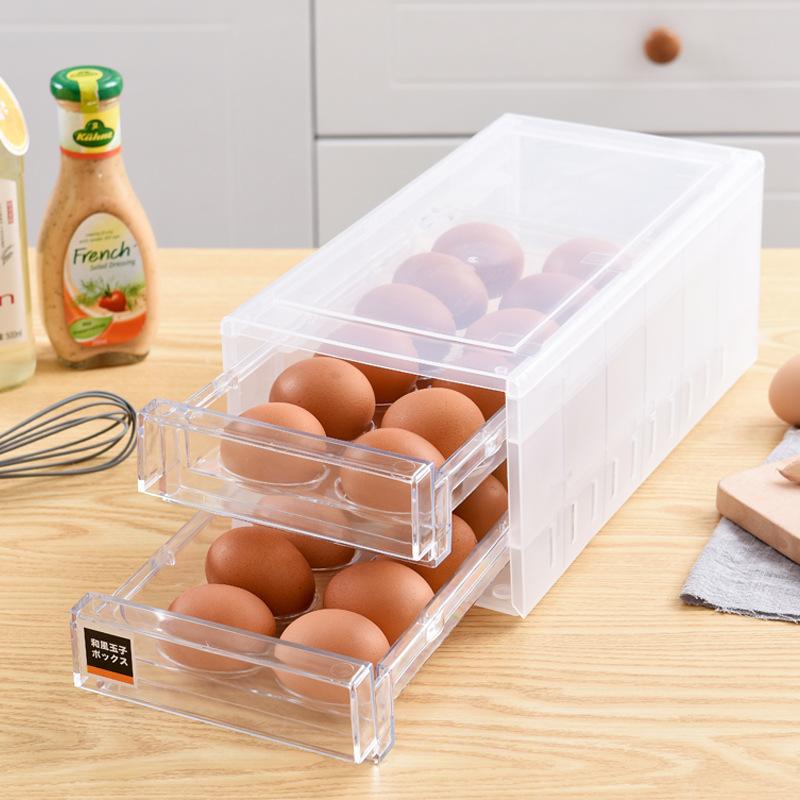 Egg Storage Box 24 Grids Egg Tray Containers Large Capacity Double Tier Egg Tray Drawer Egg Carton Kitchen Storage Container