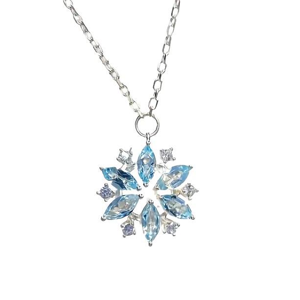 Collana Fiocco di Neve Azzurro Cielo - Ciondolo Decorativo da Donna, Raffinato Accessorio di Moda, Regalo Perfetto di Natale o Compleanno per la Fidanzata