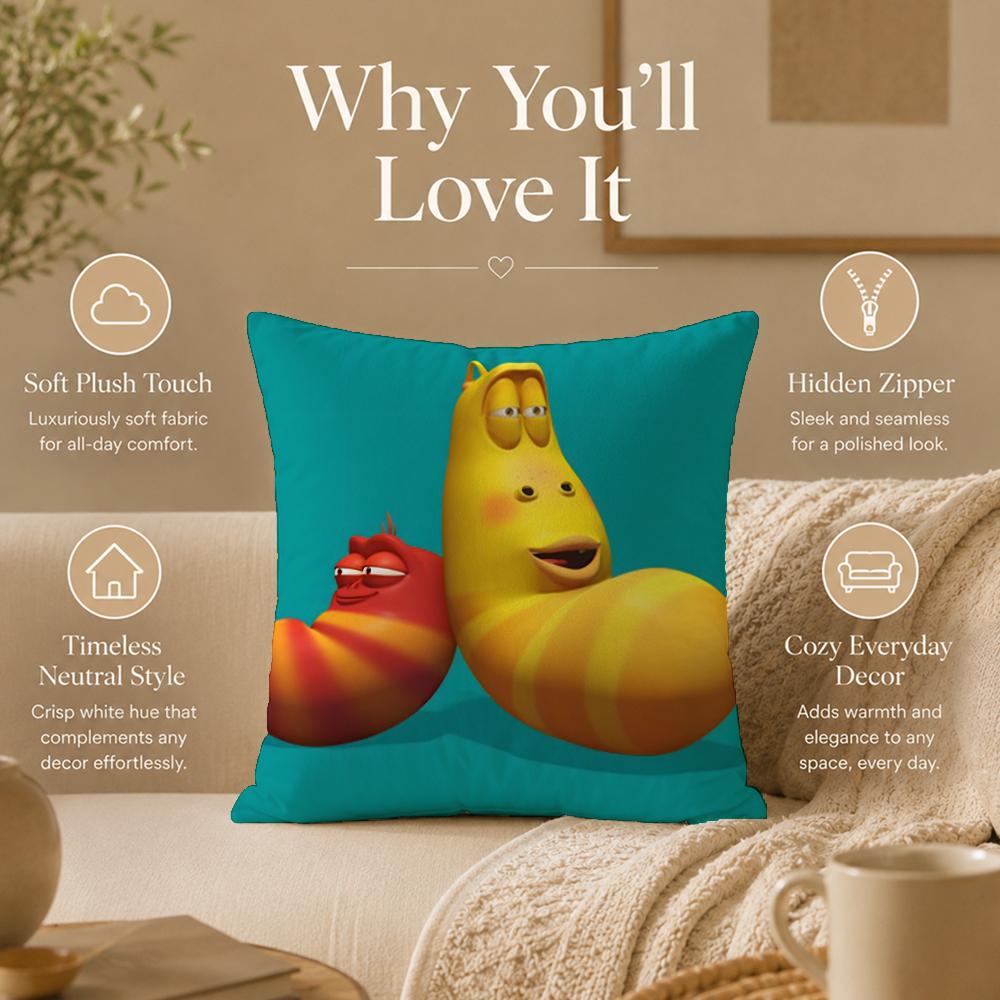 Cartoon L-LarvaS Cushion Cover Double-Sided Printed Pillow Cover Hypoallergenic Dust-Mite Proof