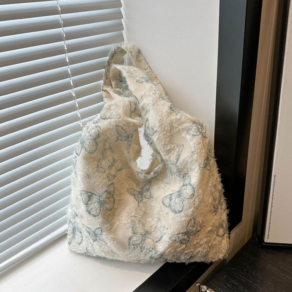 Retro Nadruk Motyla Damska Torba na Ramię Słodka Koronka Damskie Torby na Zakupy Moda Płótno Damska Torba Kamizelka Torby Tote Torebka
