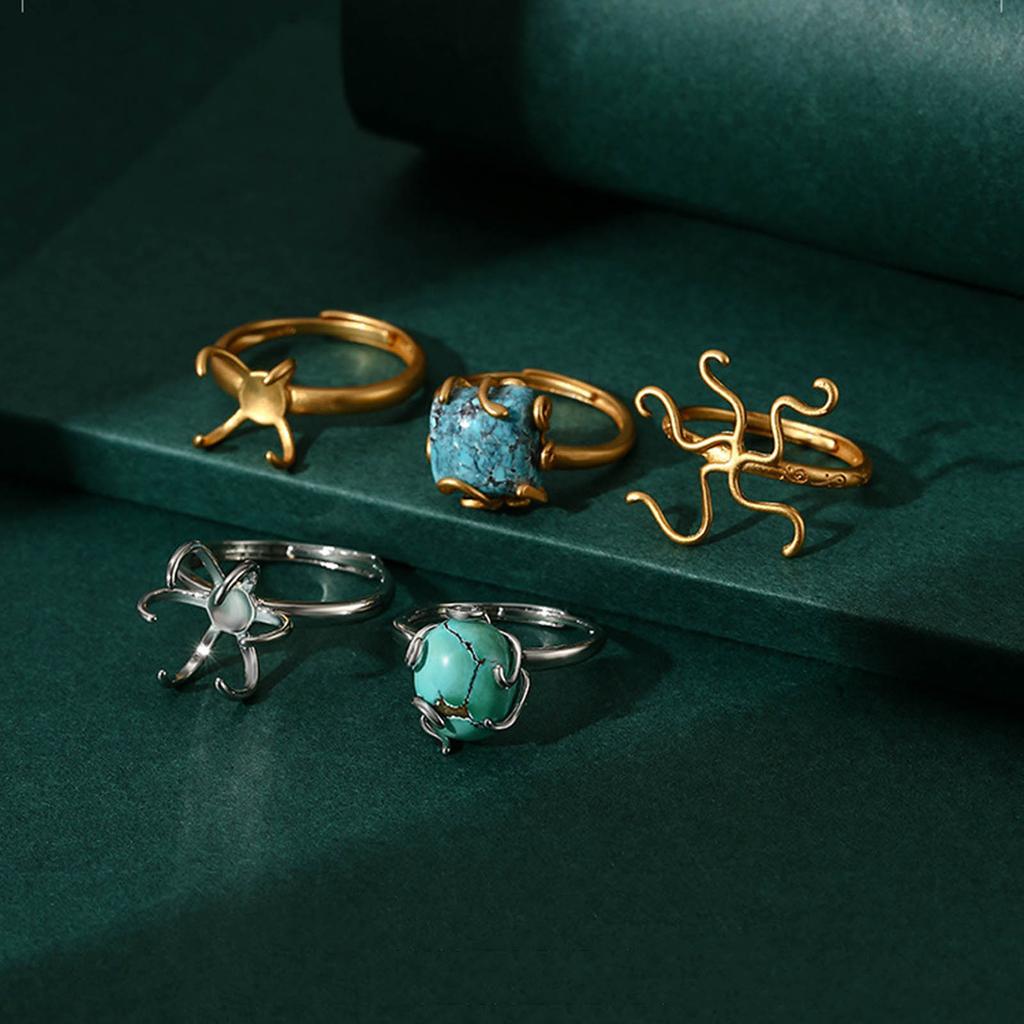 Heteromorphic Rings Blank Empty Tray Base for DIY Rings Setting Inlaid Turquoise Natural Gem Jewelry Making Accessories