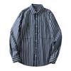 Japanese Style Classic Cotton Export Tail Goods Men Spring and Autumn Pure Cotton Stripes Loose Long Sleeve Shirt Outwear Men