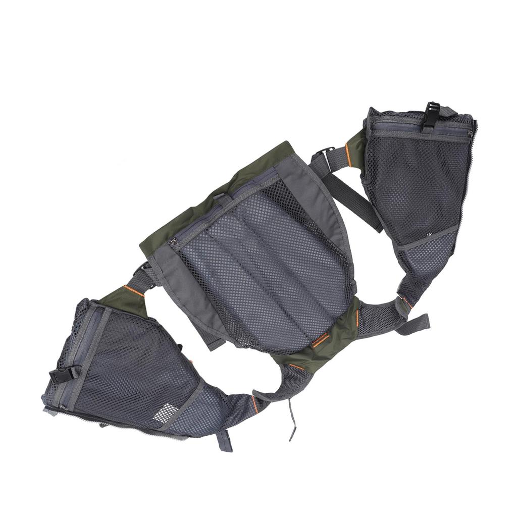 Strap Fishing Vest Adjustable for Men Women for Fly Bass Fishing Outdoor Activities Multiple Zippered Pockets Breathable Green
