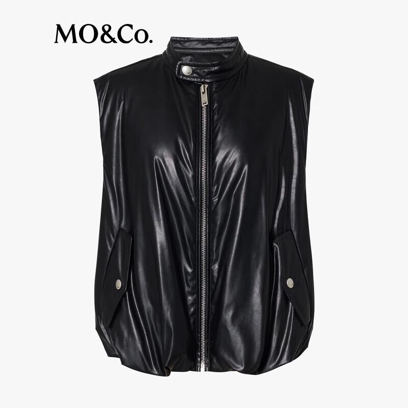 MO&Co. 2024 Autumn Puffy Faux Leather Down Vest