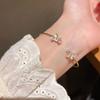 Butterfly Charm Double Layer Open Bracelet With Cubic Zirconia For Fashion Women