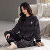 Half Fleece Pajamas Women'S Winter Thickened Fleece Warm Autumn And Winter Coral Fleece Soft Can Be Worn Outside Loungewear